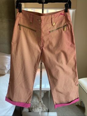 Puma Pink Two-Tone Capri Pants with Zip Pockets